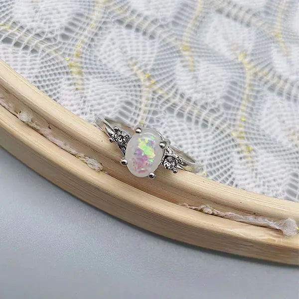 Silver Opal Promise Ring