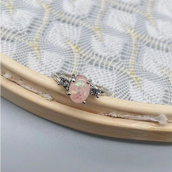 Silver Opal Promise Ring