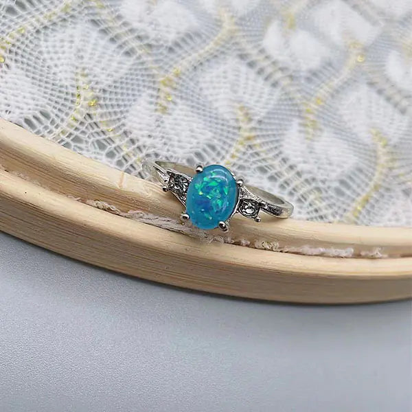 Silver Opal Promise Ring