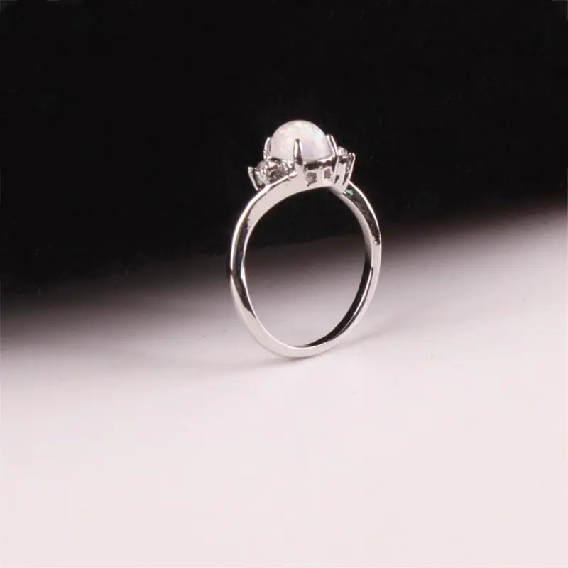 Silver Opal Promise Ring